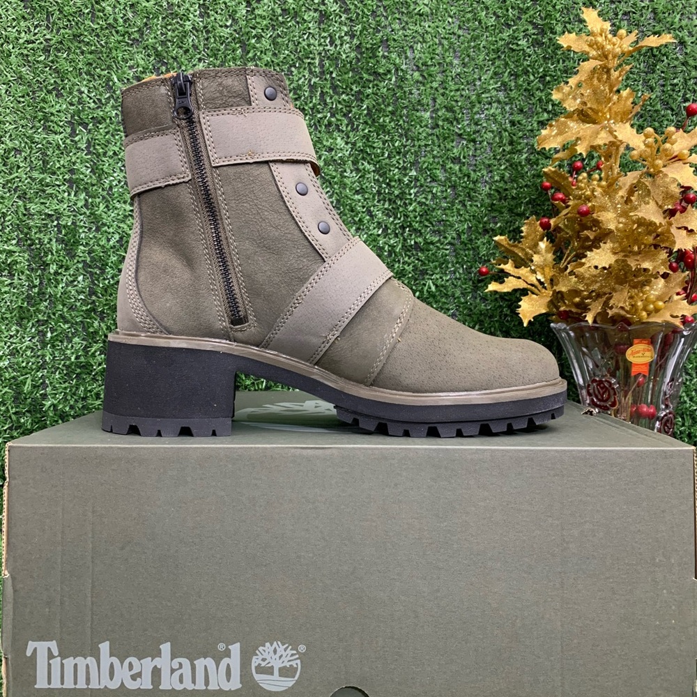 TIMBERLAND WOMEN'S KORI PARK MOTO BOOTS OLIVE - Picture 2 of 9